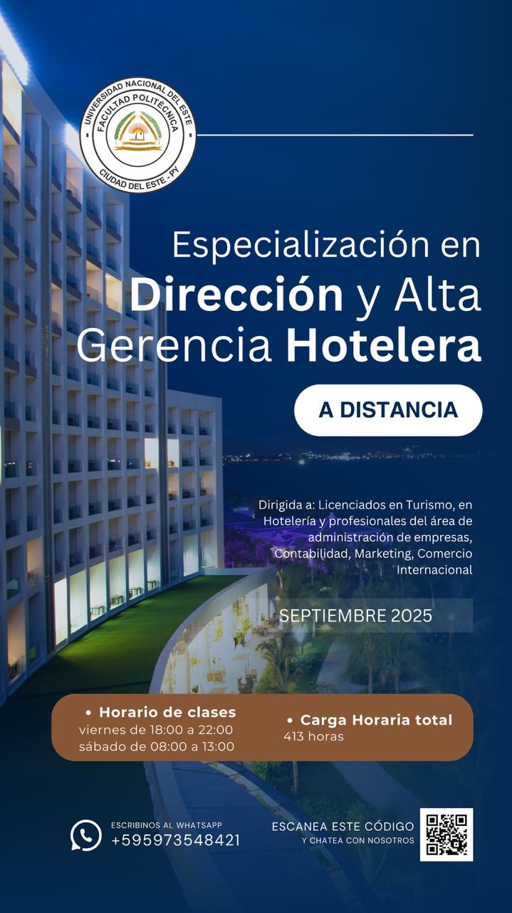 ESPECIALIZACIÓN EN DIRECCIÓN Y ALTA GERENCIA HOTELERA